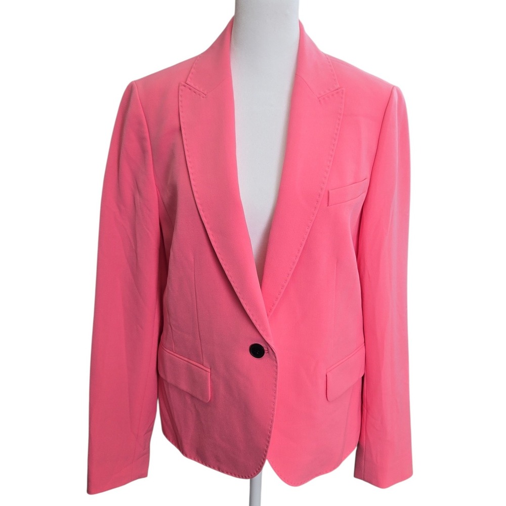 Anne Klein Bright Pink Blazer Women's Size 10 Single Button Notched Lapel Chic